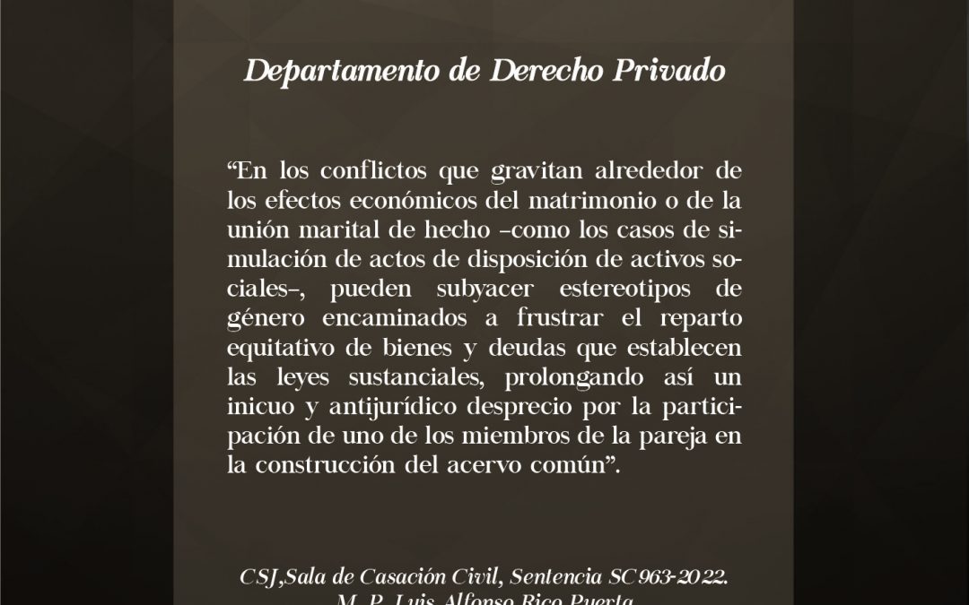 Estereotipos de Género encaminados a frustrar el reparto equitativo de bienes sociales